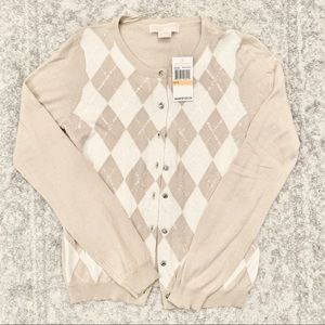 NWT Michael Kors Argyle Sequin Cardigan